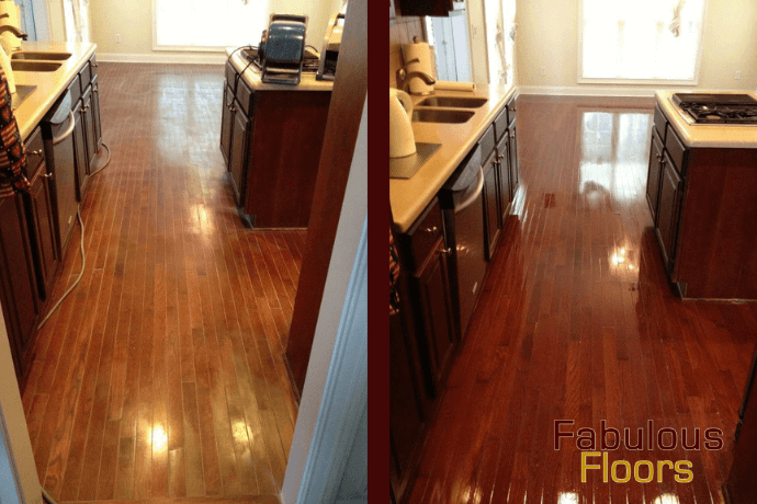 before and after kitchen hardwood floor refinishing