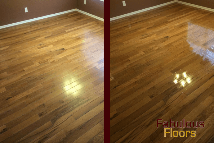 before and after a hardwood floor resurfacing service in birmingham