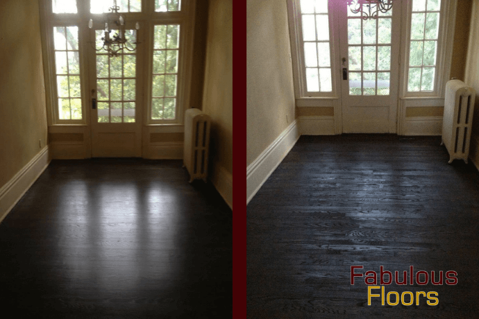 Before and after hardwood floor resurfacing in Cullman, CO