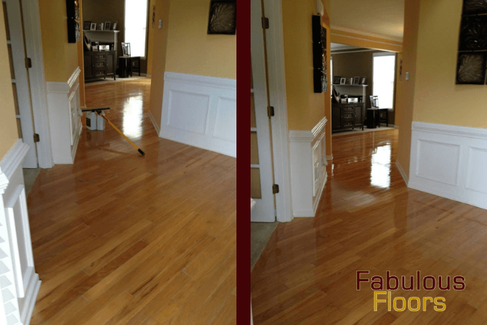 before and after of a hardwood floor resurfacing service in birmingham, al