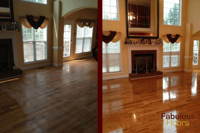 before and after hardwood refinishing service in chelsea, al